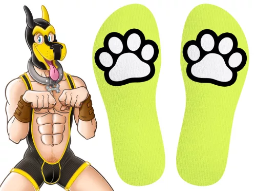 Paw Kinky Puppy – élénk sárga fluo zokni kényeztetéshez