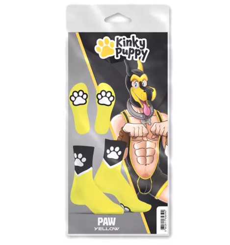 Paw Kinky Puppy – élénk sárga fluo zokni kényeztetéshez