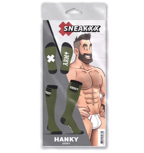Hanky Army SneakXX – divatos zöld magas zoknik