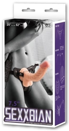Sexxbian Alba – vibráló öv dildo, 17 x 4,3 cm