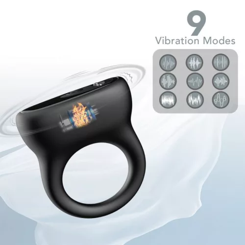 Vrizz vibrációs péniszgyűrű - fekete, 33mm, 9 program