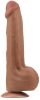 Prémium 29 cm-es kétszeres bőr hatású dildó - barna
