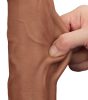 Prémium 29 cm-es kétszeres bőr hatású dildó - barna