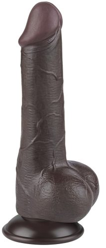 Prémium fekete dildó - csúszó bőr textúrával, 13 cm