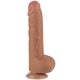 Prémium csúszó bőr dildo – 18 x 4.7 cm, barna