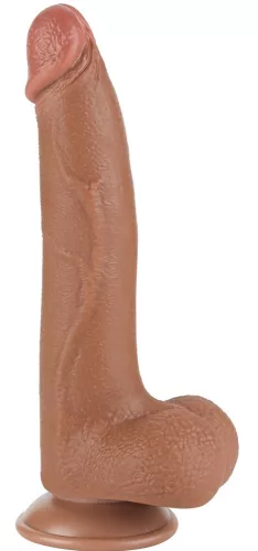 Prémium barna dildó – csúszó bőrfelülettel, 17 x 4 cm
