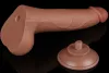 Prémium barna dildó – csúszó bőrfelülettel, 17 x 4 cm