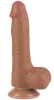 Prémium hengerelt bőrfelületű dildo – 14,5 x 4 cm barna