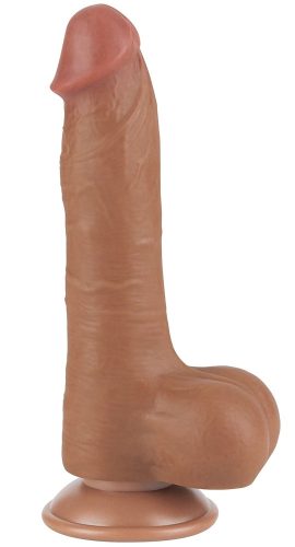 Prémium hengerelt bőrfelületű dildo – 14,5 x 4 cm barna