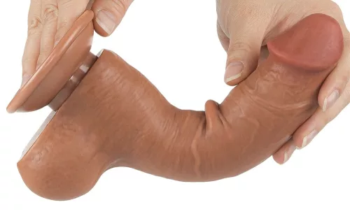 Prémium hengerelt bőrfelületű dildo – 14,5 x 4 cm barna