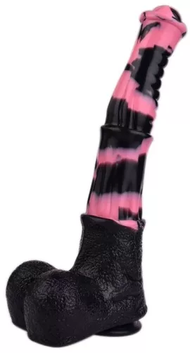 Tinulf M – prémium dildó, fekete-rózsaszín, 19 cm