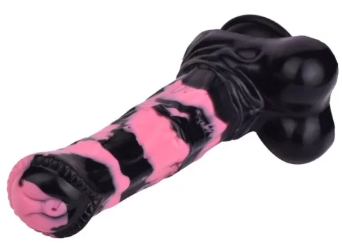 Hurulf Dildo – prémium fekete-rózsaszín 18 cm-es anális zselé