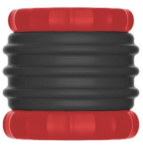 Soqlo ballstretcher – prémium fekete-piros péniszgyűrű 35 mm