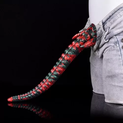 Doturix – prémium fekete-vörös dildó, 40 cm hosszú