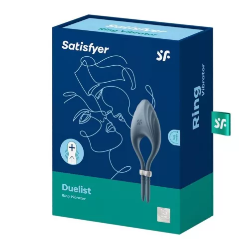 Satisfyer Duelist vibráló péniszgyűrű - kék, 12 program