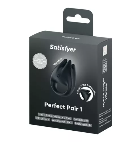 Satisfyer Perfect Pair 1 vibráló péniszgyűrű - fekete, 4,5cm, 12 program
