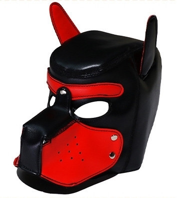 Vörös műbőr kutyapóló maszk