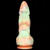 Rutuk Monster – prémium dildó, 17 x 6 cm, rózsaszín-zöld