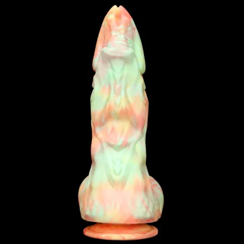 Rutuk Monster – prémium dildó, 17 x 6 cm, rózsaszín-zöld