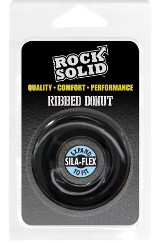 Ribbed Donut – struktúrált péniszgyűrű 28 mm feketében