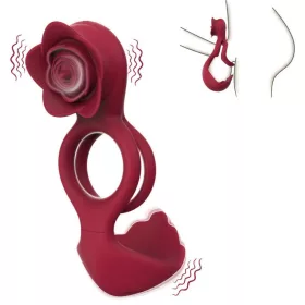   Rosevibs péniszgyűrű rezgő rózsával 33-40 mm piros vízálló szilikon