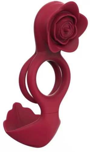 Rosevibs péniszgyűrű rezgő rózsával 33-40 mm piros vízálló szilikon
