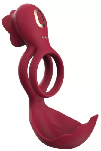 Rosevibs péniszgyűrű rezgő rózsával 33-40 mm piros vízálló szilikon