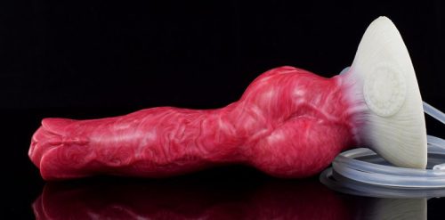 Monster Woofix – ejakuláló dildó, 18 x 6 cm, rózsaszín