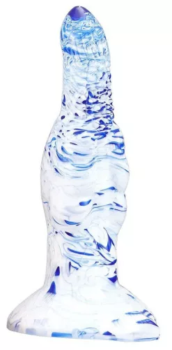 Skurix – prémium fehér-kék dildó 19 cm hosszú
