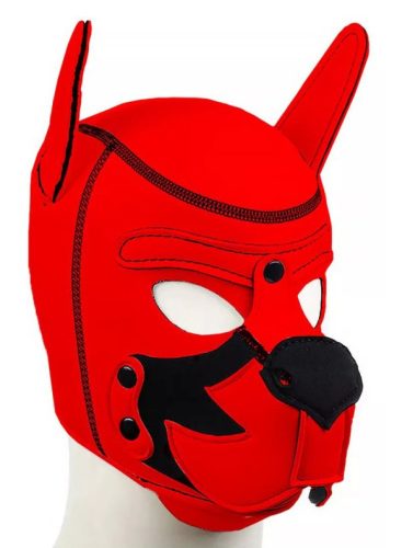 Puppy Fox – piros-fekete neoprén maszk érzéki játékokhoz