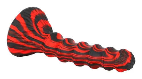 Accordio S – prémium piros-fekete dildó 16 cm hosszú