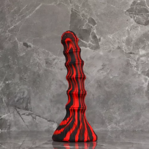 Accordio S – prémium piros-fekete dildó 16 cm hosszú