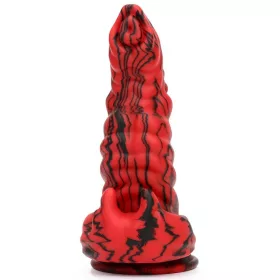 Fantasy Hybrixis – prémium piros-fekete dildó 18 cm