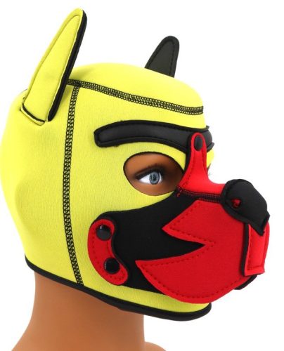 Puppy Fox – neopréna maszk sárga-piros színben