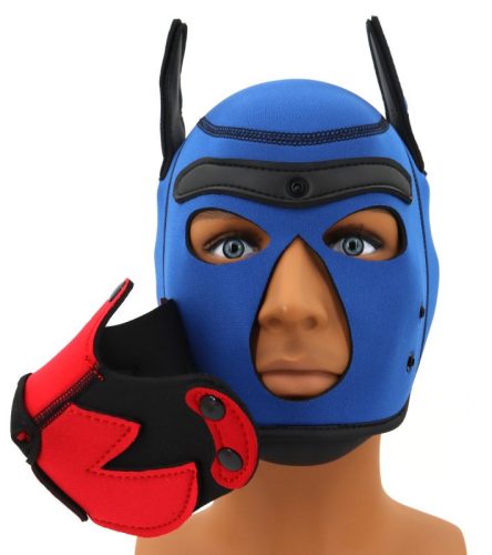 Puppy Fox – kék-piros neoprén maszk erotikus játékhoz