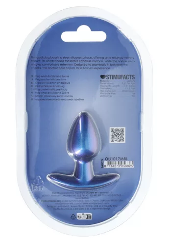 Metál anál duga S – prémium kék 5 x 2.7 cm