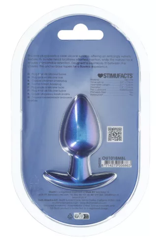 Metál análplug – prémium kék, 6,5 x 3,3 cm