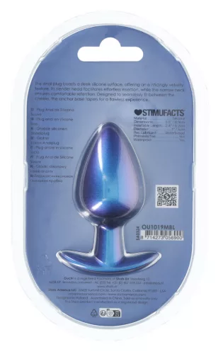 Metál Plug L – prémium anális izgató, kék 7.5 x 4 cm