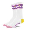 QUEEN – elegáns fehér-lila-sárga zokni szett