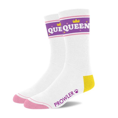 QUEEN – elegáns fehér-lila-sárga zokni szett