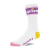 QUEEN – elegáns fehér-lila-sárga zokni szett