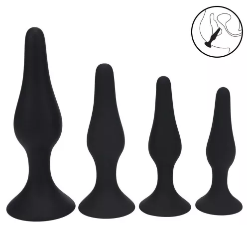 4 darab elegáns fekete análplug készlet