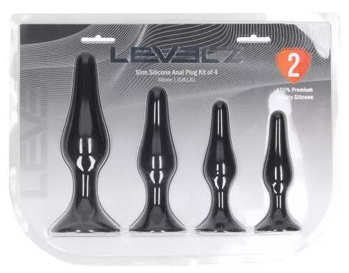 4 darab elegáns fekete análplug készlet