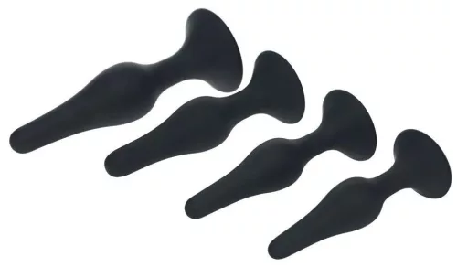 4 darab elegáns fekete análplug készlet