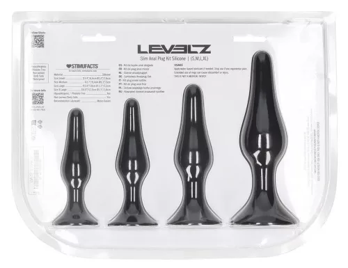 4 darab elegáns fekete análplug készlet