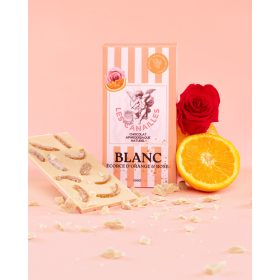   Fehér Aphrodiszia Csokoládé Narancs & Rózsa Héjjal – 100g