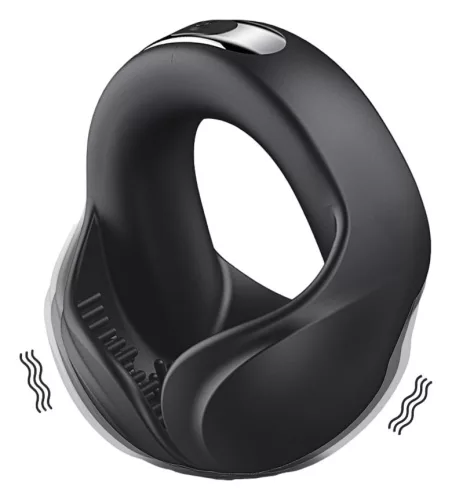 Peakess péniszgyűrű 10 rezgésmód, nubsos 40 mm fekete szilikon USB töltős vízálló