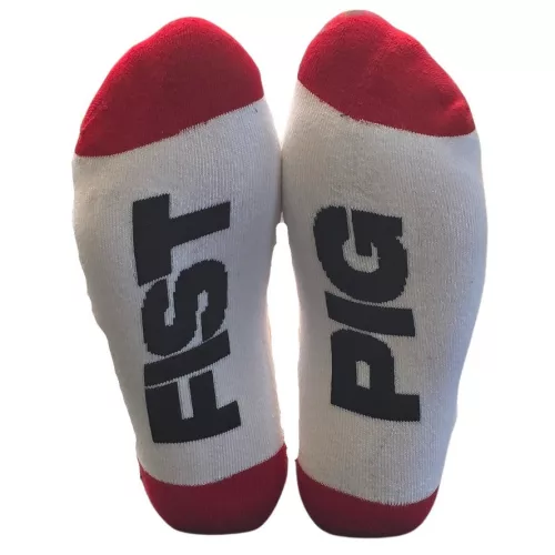 Fist Pig – stílusos piros-fehér zokni