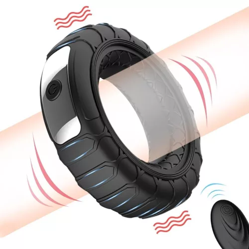 Tirering Péniszgyűrű Vibráló, texturált, vízálló 40 mm szilikon