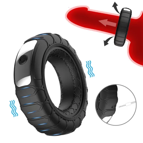 Tirering Péniszgyűrű Vibráló, texturált, vízálló 40 mm szilikon